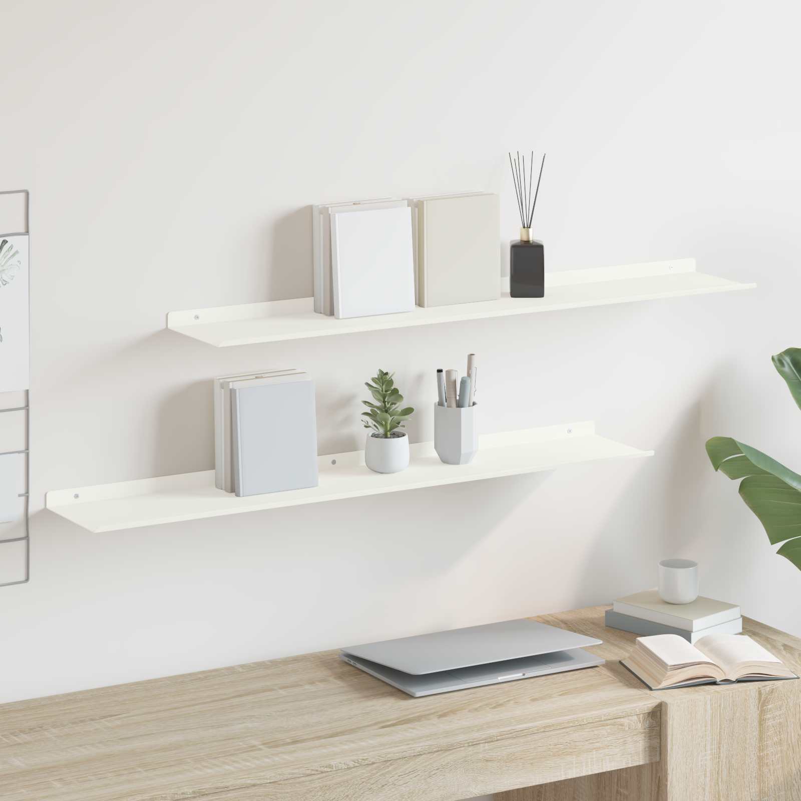 Estante flotante 2 pcs 100 x 18 x 2,5 cm Acero