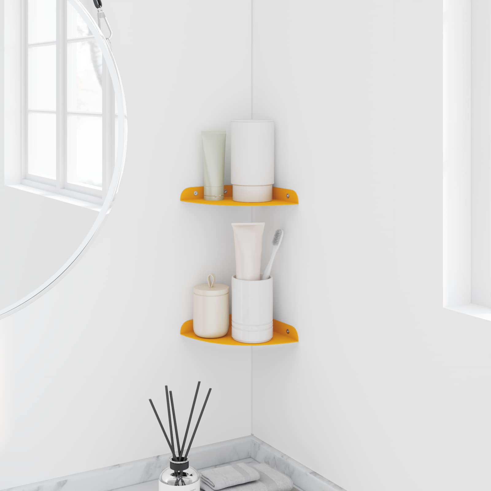 Estante flotante 2 pcs Amarillo Mostaza 15 x 15 x 2 cm