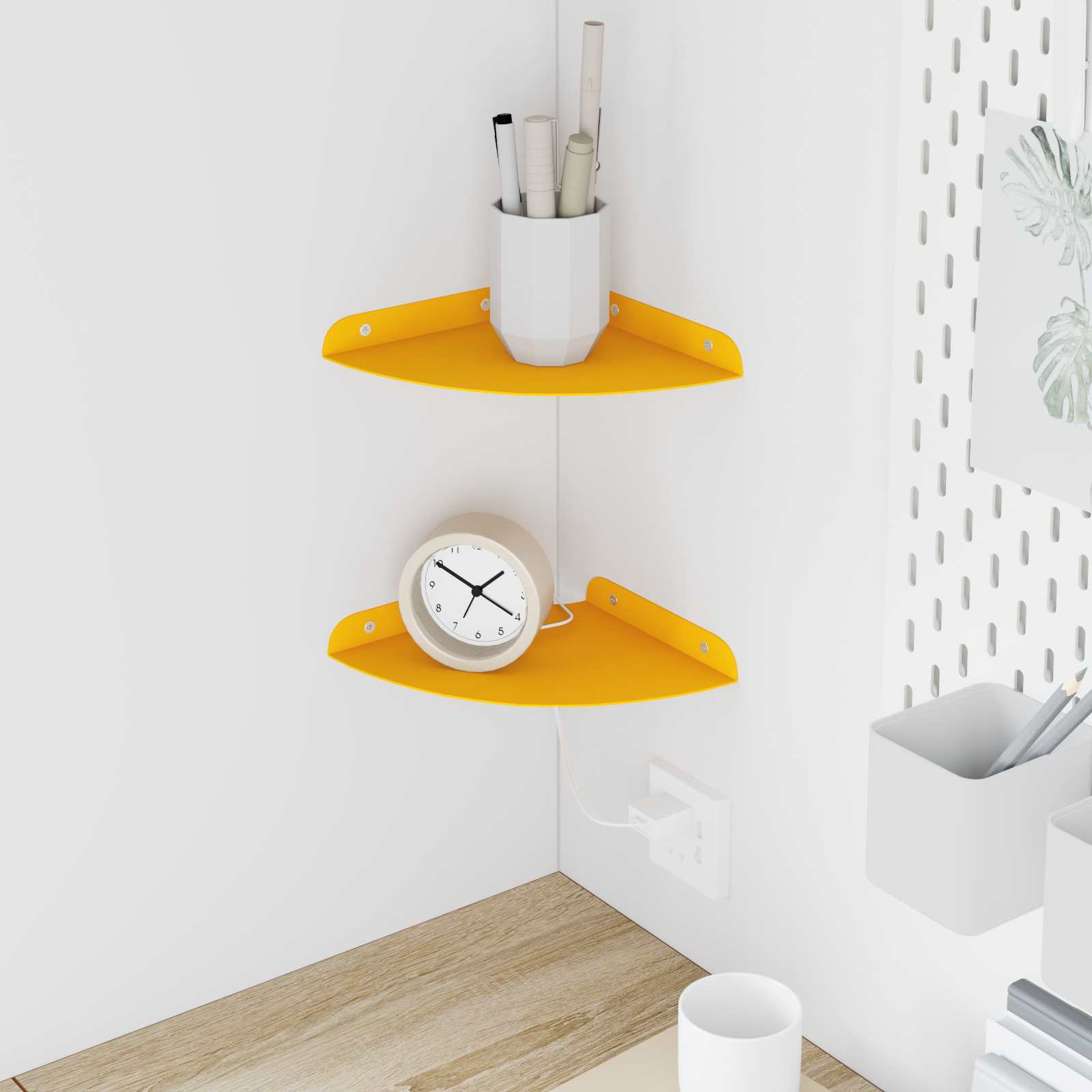 Floating shelf 2 pcs Mustard Yellow 15 x 15 x 2 cm