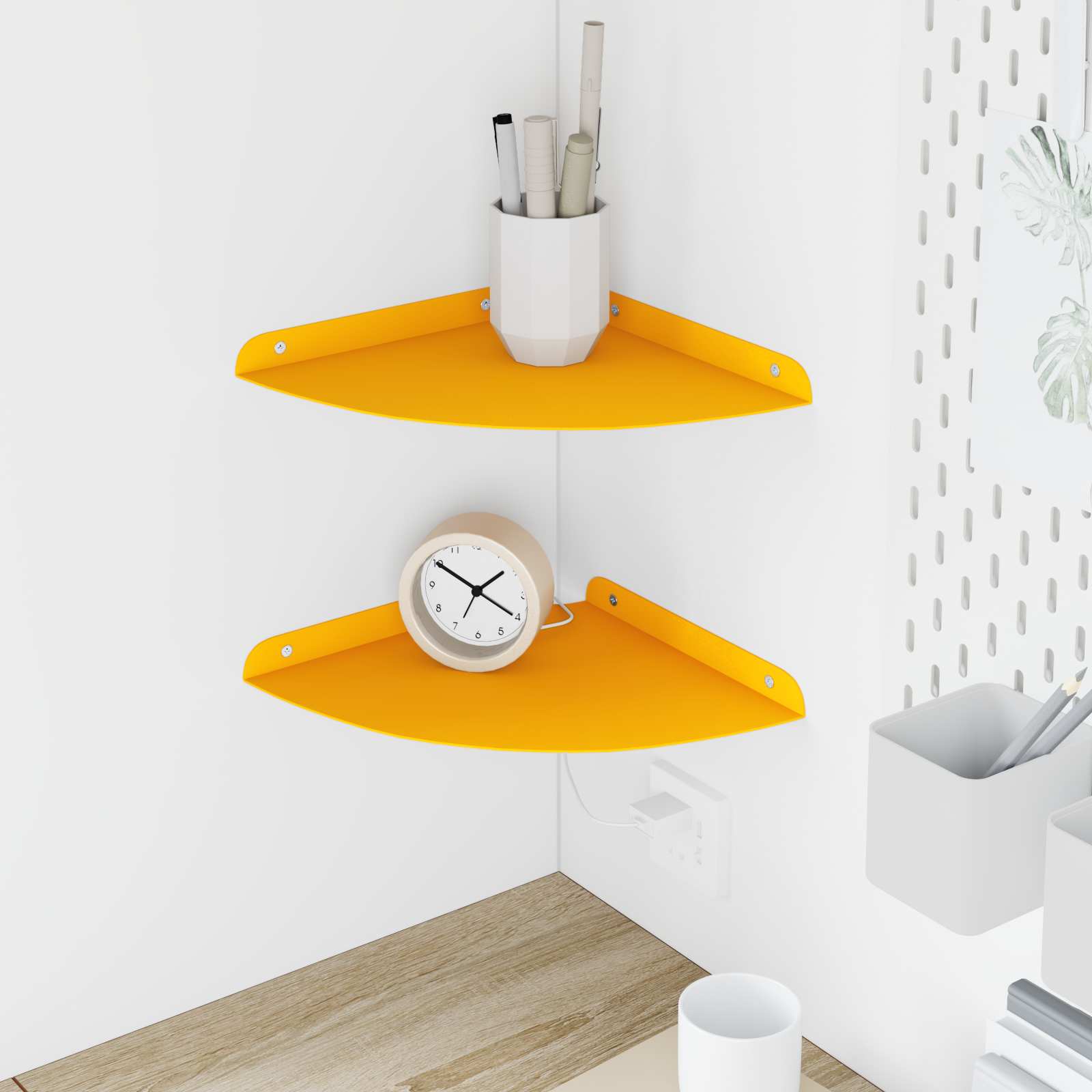 Floating shelf 2 pcs Mustard Yellow 15 x 15 x 2 cm