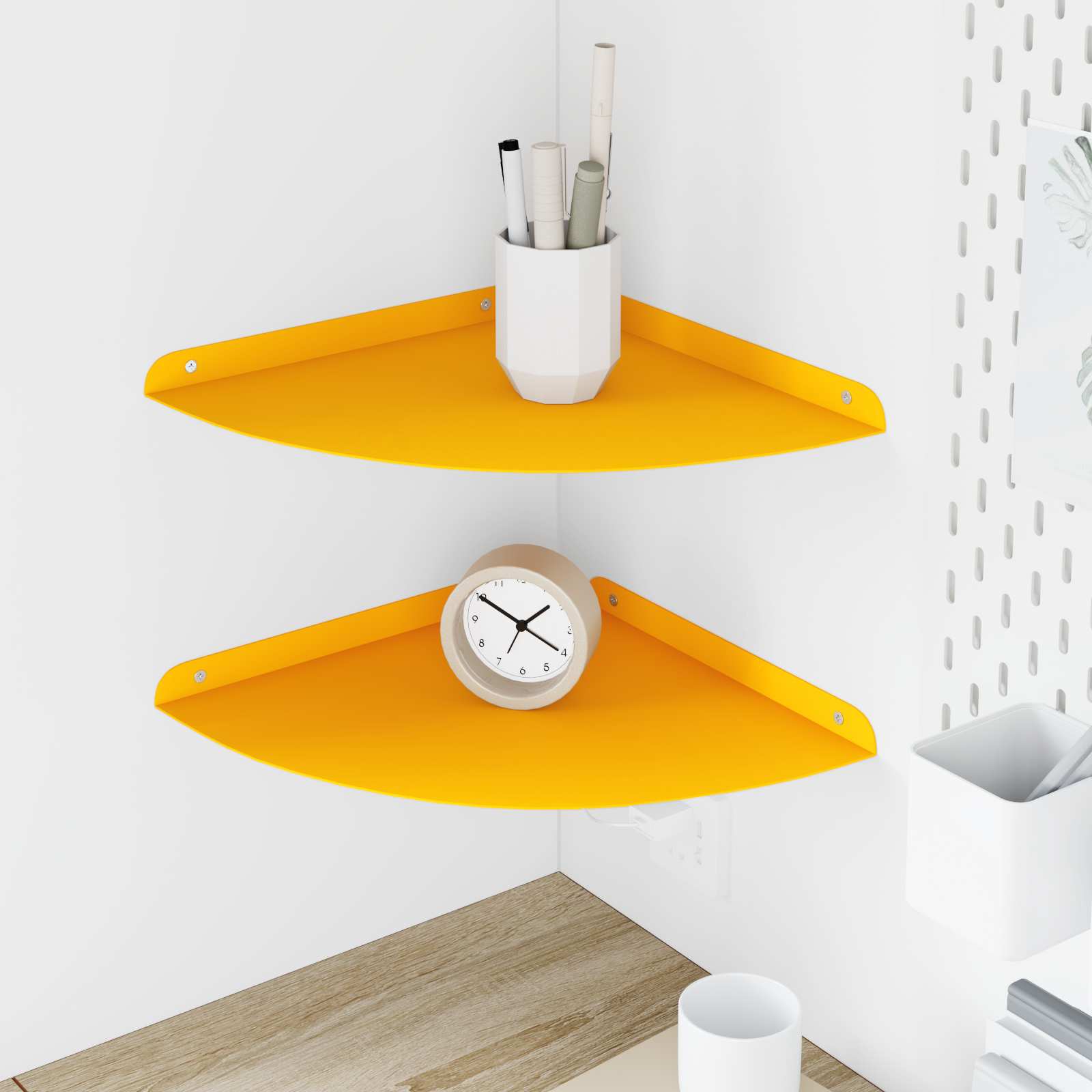 Floating shelf 2 pcs Mustard Yellow 15 x 15 x 2 cm