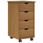 Gabinete rodante 34 x 39 x 65,5 cm Madera de Pino Macizo