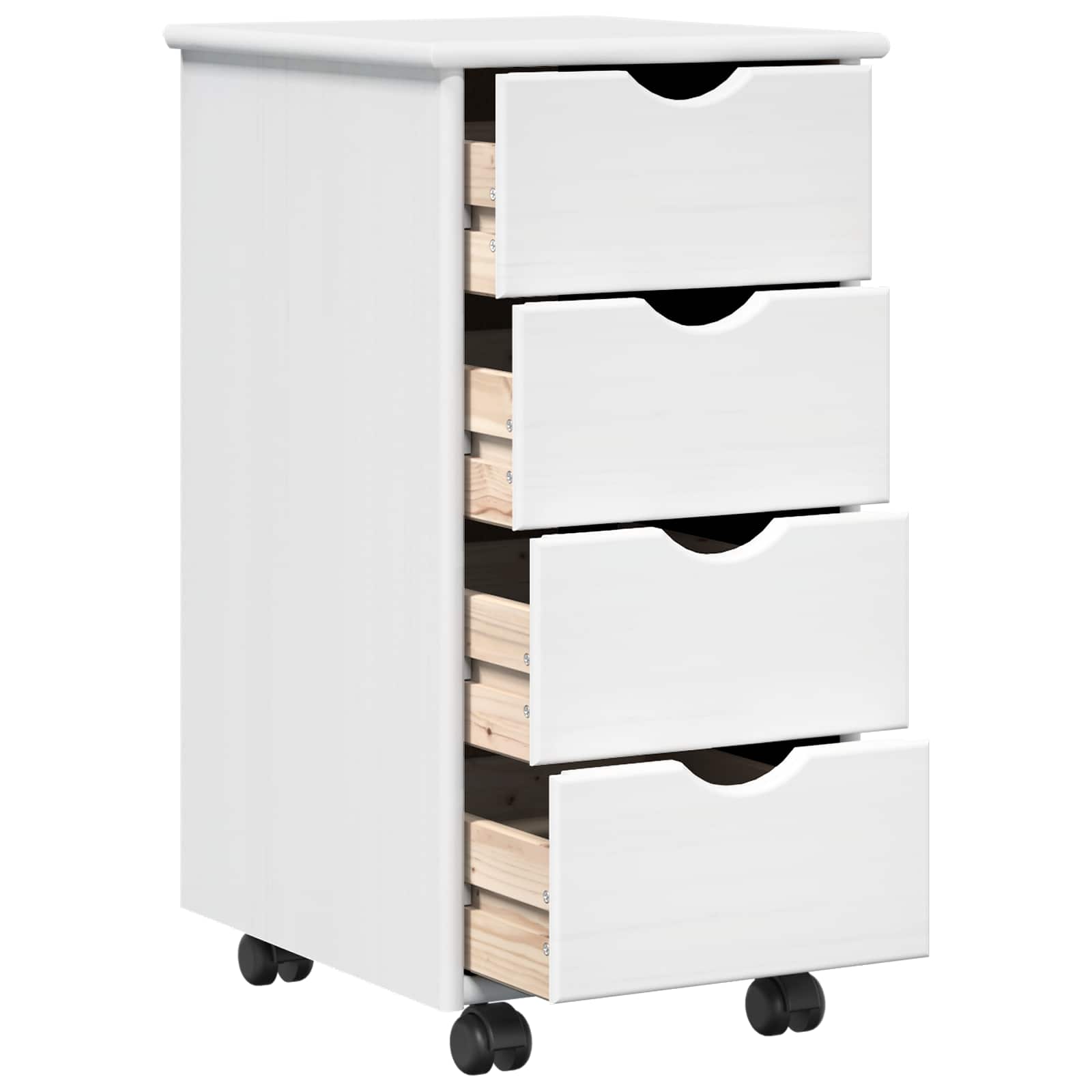 Gabinete rodante 34 x 39 x 65,5 cm Madera de Pino Macizo