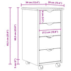 Gabinete rodante 34 x 39 x 65,5 cm Madera de Pino Macizo