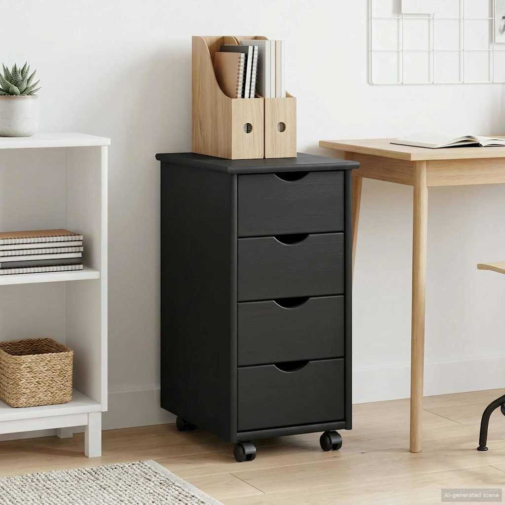 Rolling Cabinet 34 x 39 x 65.5 cm Solid Pine Wood
