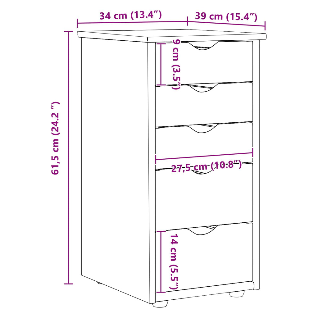 Armario 34 x 39 x 61,5 cm Madera de Pino Macizo