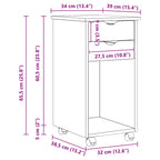 Gabinete rodante 34 x 39 x 65,5 cm Pino macizo