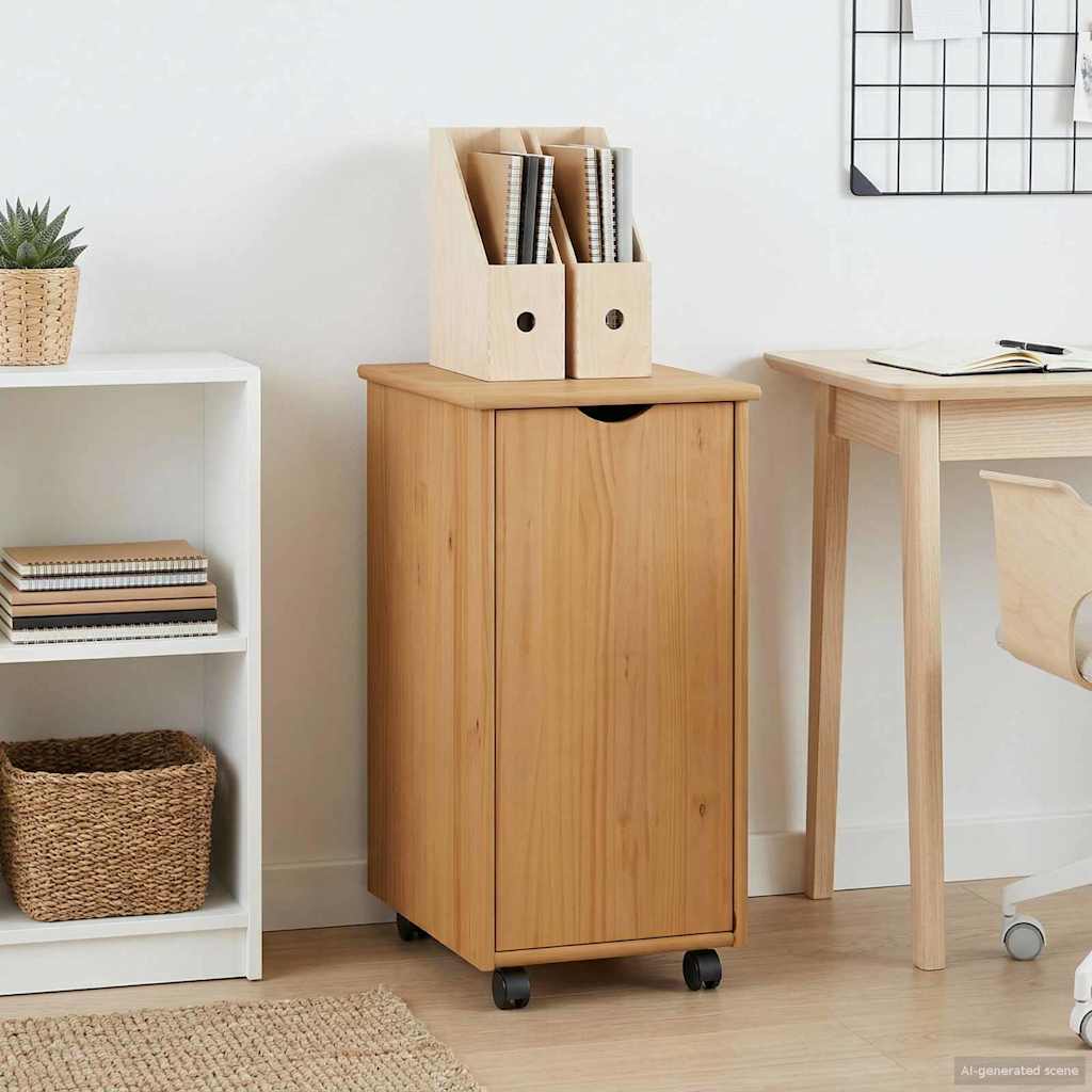 Rolling Cabinet 34 x 39 x 65.5 cm Solid Pine Wood