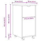 Gabinete rodante 34 x 39 x 65,5 cm Madera de Pino Macizo