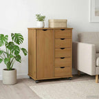 Gabinete rodante con rueda Marrón miel 63,5 x 39 x 79 cm