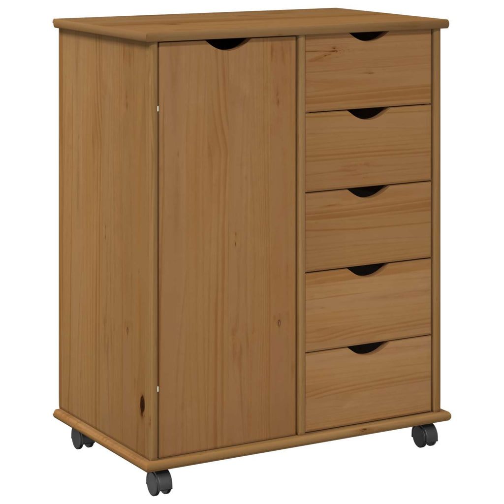 Gabinete rodante con rueda Marrón miel 63,5 x 39 x 79 cm