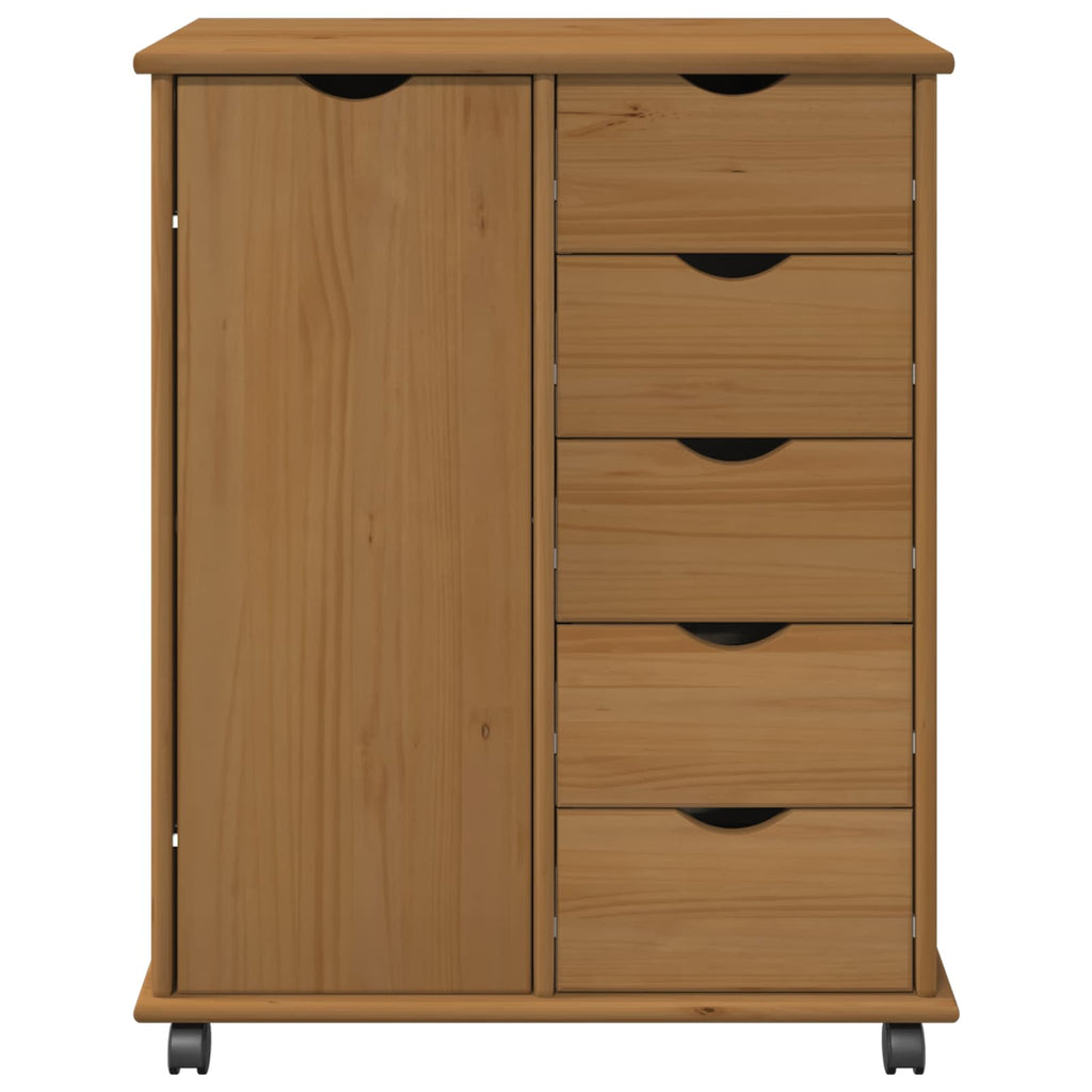 Gabinete rodante con rueda Marrón miel 63,5 x 39 x 79 cm