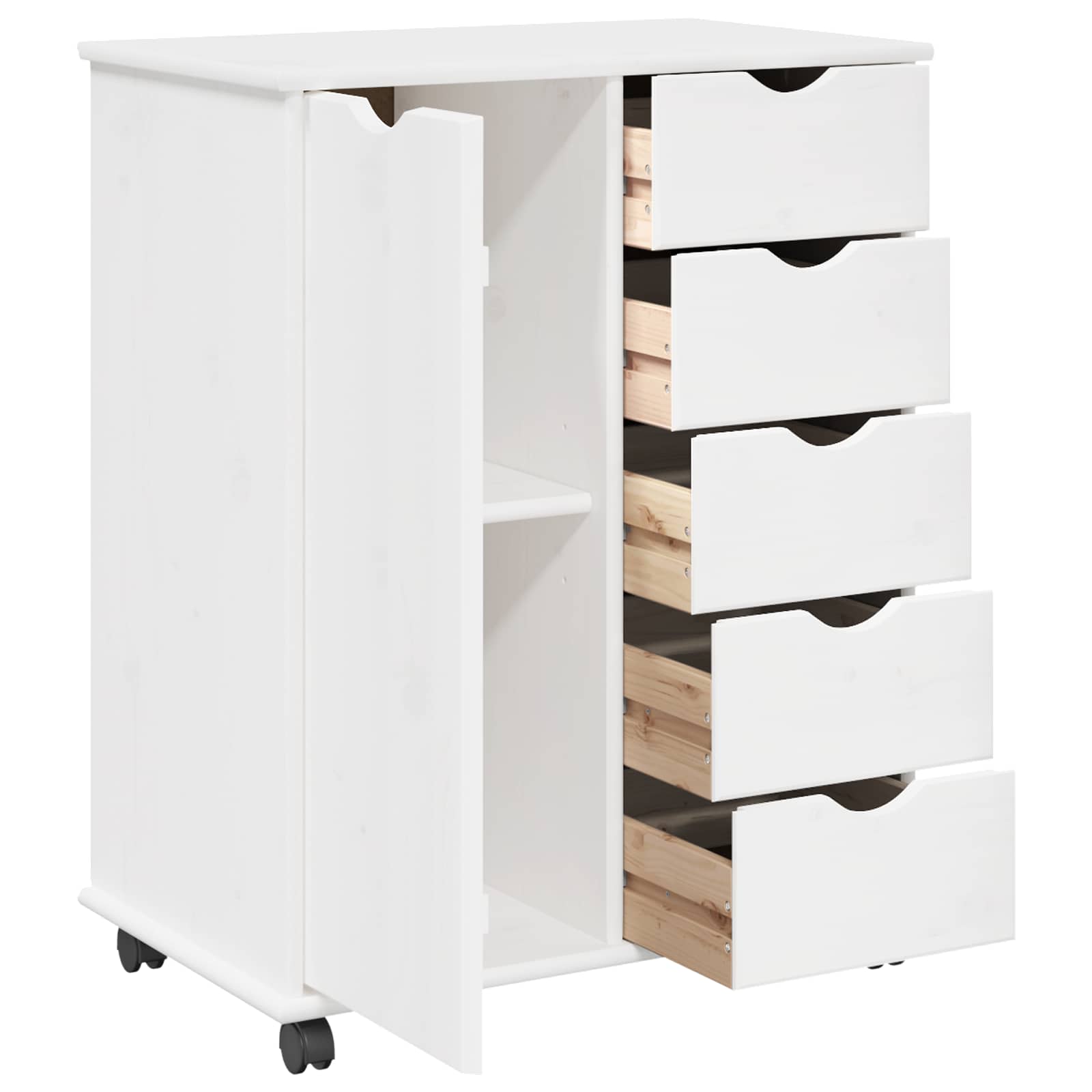 Gabinete rodante 63,5 x 39 x 79 cm Madera de Pino Macizo