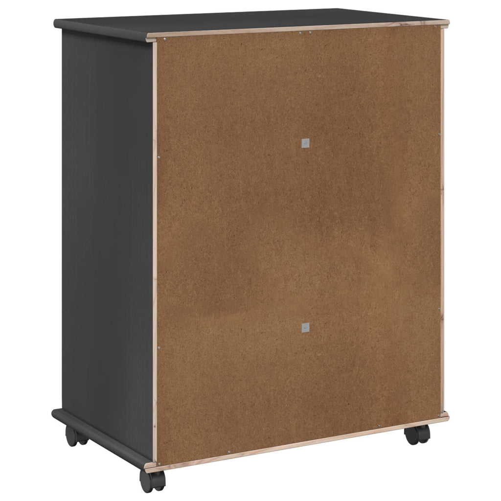 Gabinete rodante Gris 63,5 x 39 x 79 cm Madera de Pino Macizo