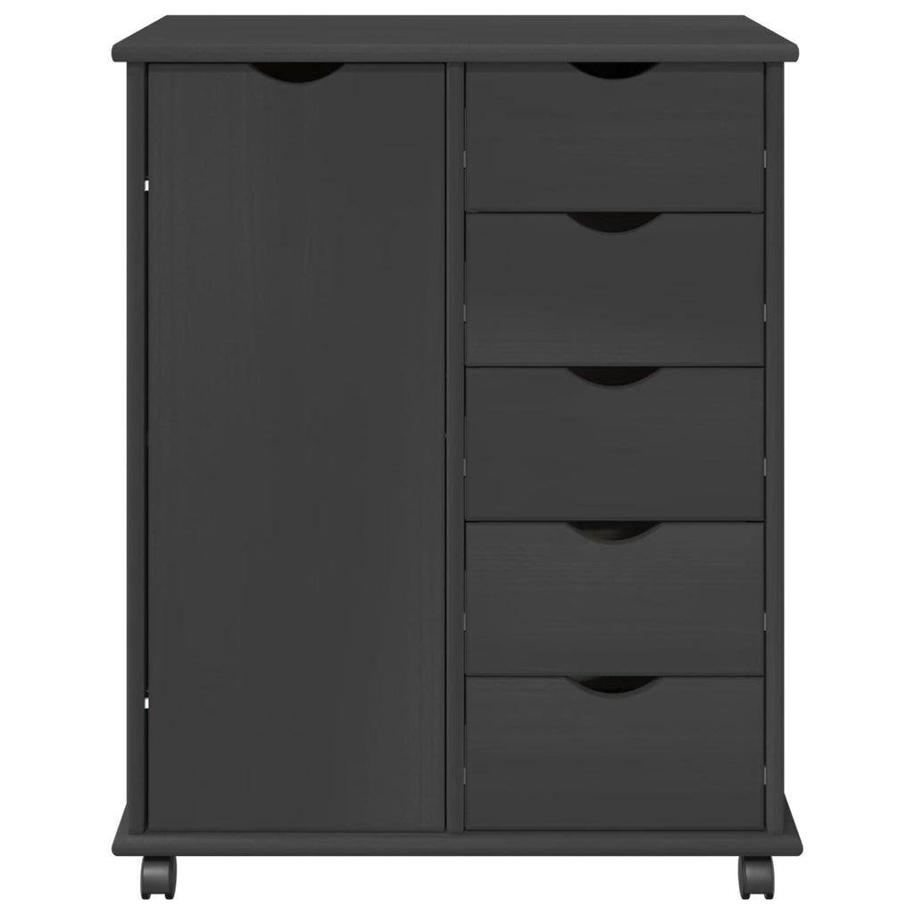Gabinete rodante Gris 63,5 x 39 x 79 cm Madera de Pino Macizo
