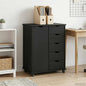 Gabinete rodante Negro 63,5 x 39 x 79 cm Madera de Pino Macizo