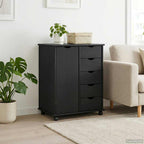 Gabinete rodante Negro 63,5 x 39 x 79 cm Madera de Pino Macizo