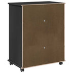Gabinete rodante Negro 63,5 x 39 x 79 cm Madera de Pino Macizo