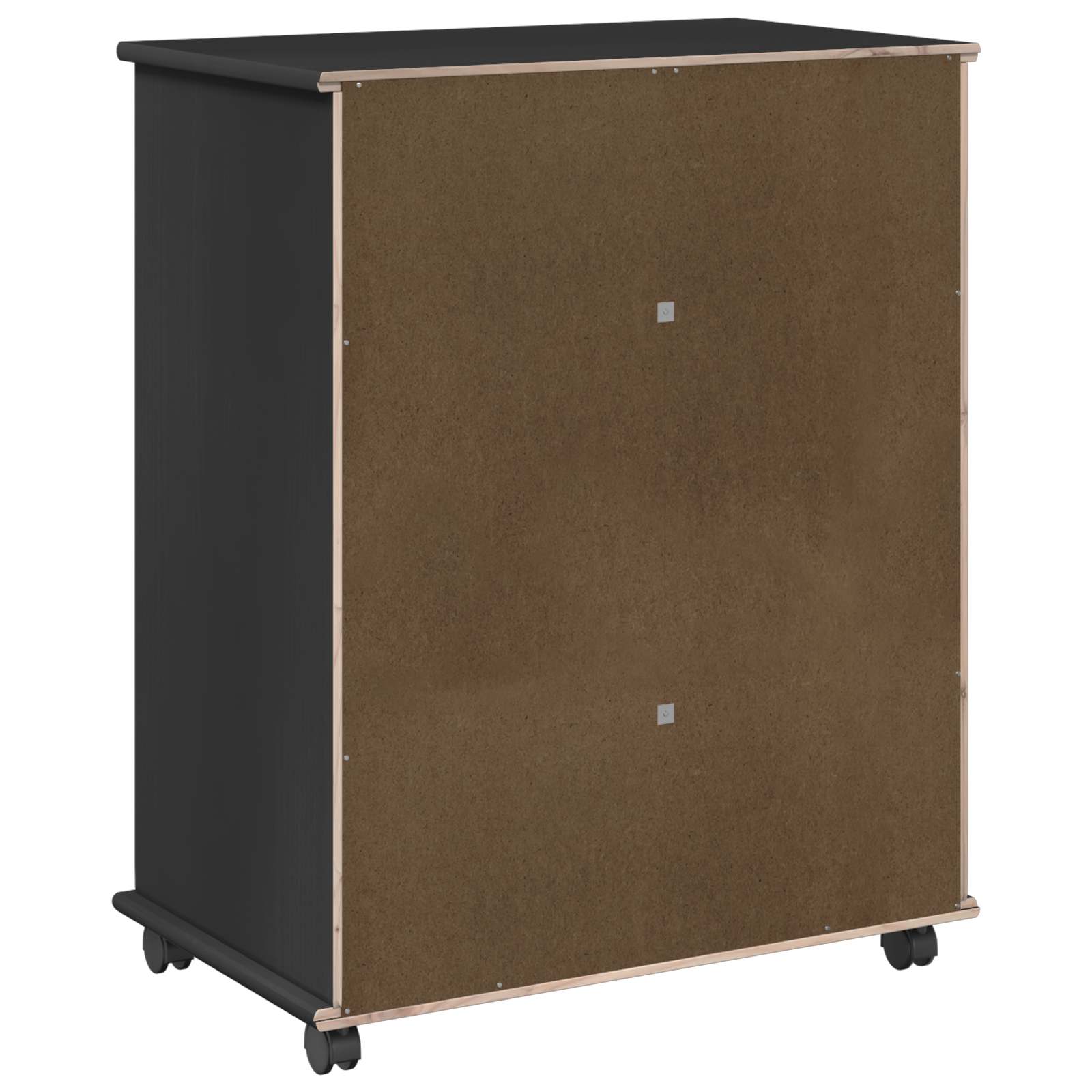Gabinete rodante Negro 63,5 x 39 x 79 cm Madera de Pino Macizo
