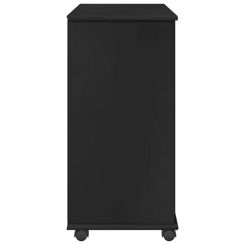 Gabinete rodante Negro 63,5 x 39 x 79 cm Madera de Pino Macizo