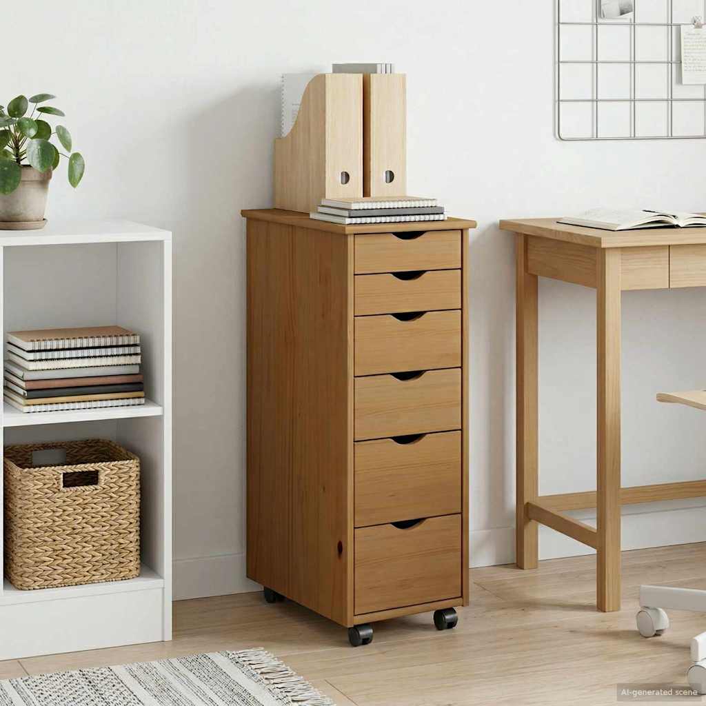 Gabinete rodante con rueda Marrón miel 34 x 39 x 93,5 cm