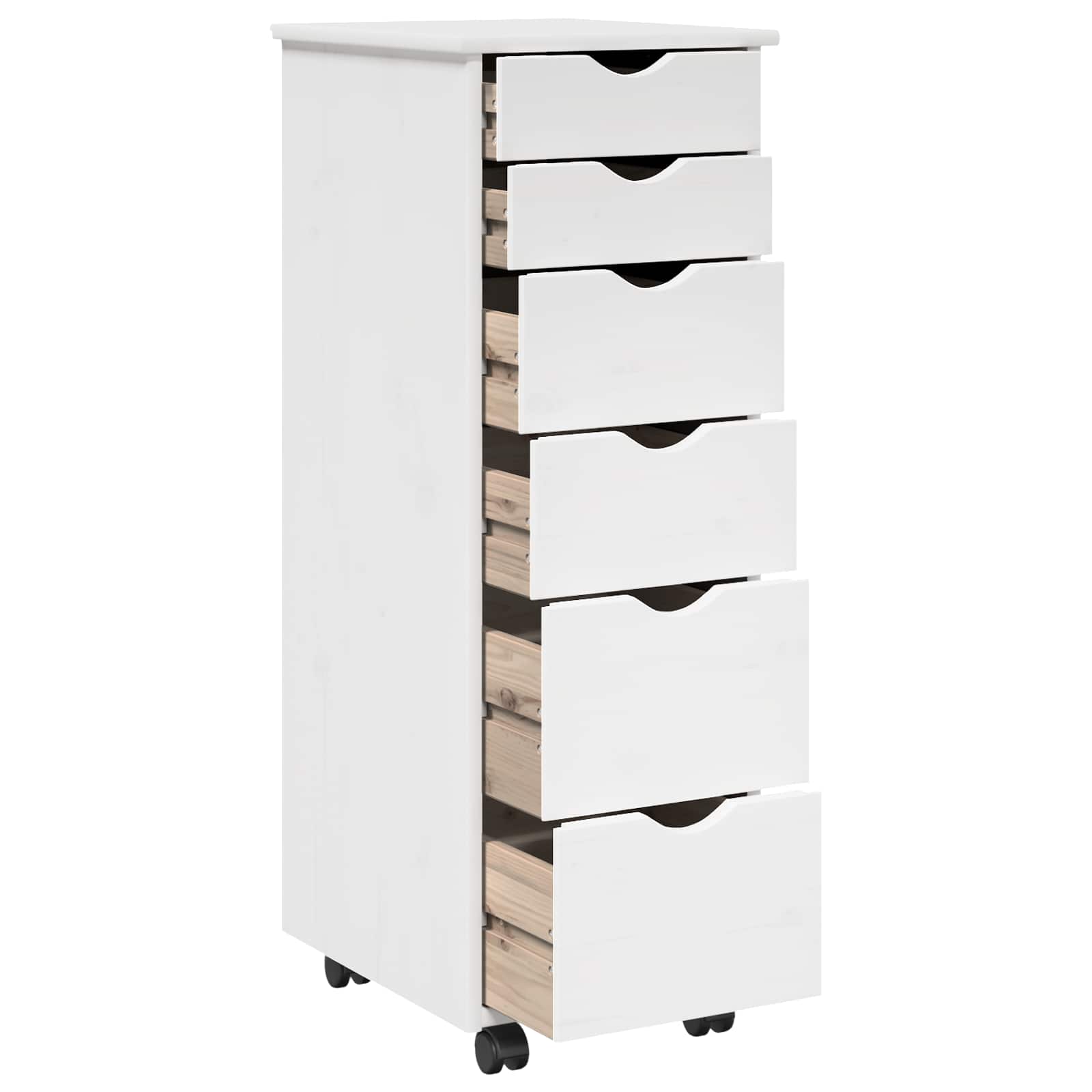 Gabinete rodante 34 x 39 x 93,5 cm Madera de Pino Macizo