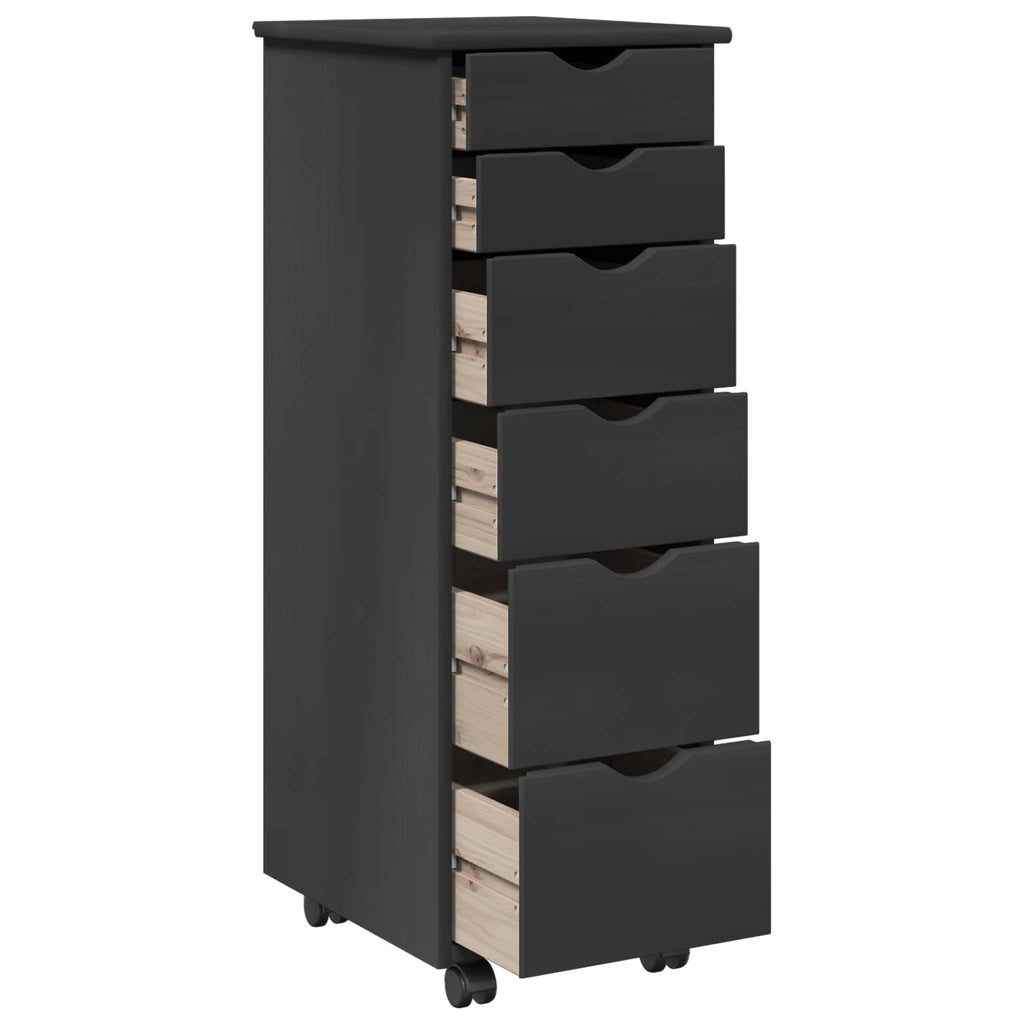 Gabinete rodante Gris 34 x 39 x 93,5 cm Madera de Pino Macizo