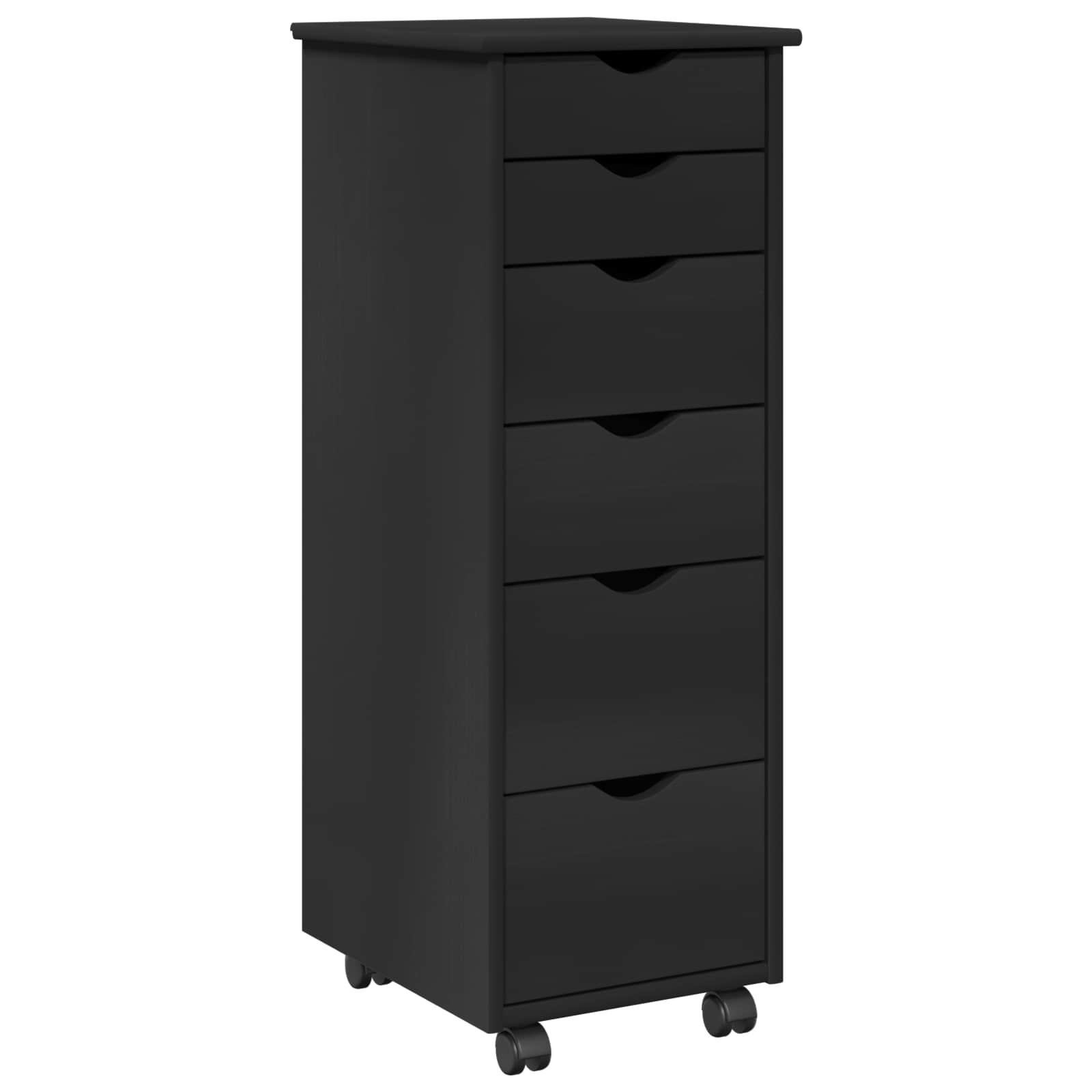 Gabinete rodante Negro 34 x 39 x 93,5 cm Madera de Pino Macizo
