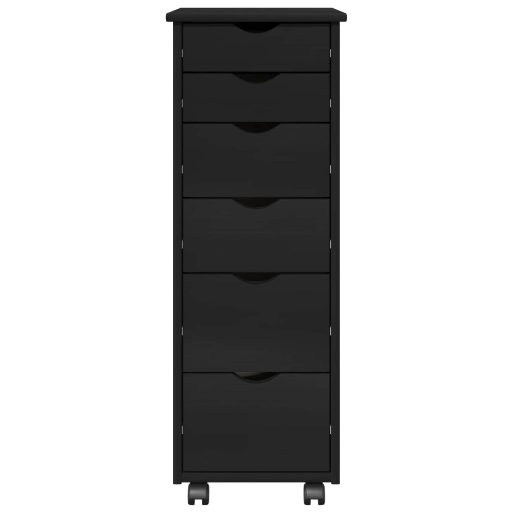 Gabinete rodante Negro 34 x 39 x 93,5 cm Madera de Pino Macizo
