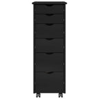 Gabinete rodante Negro 34 x 39 x 93,5 cm Madera de Pino Macizo