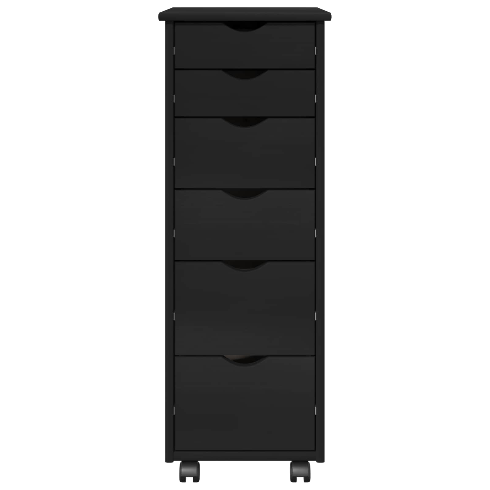 Gabinete rodante Negro 34 x 39 x 93,5 cm Madera de Pino Macizo