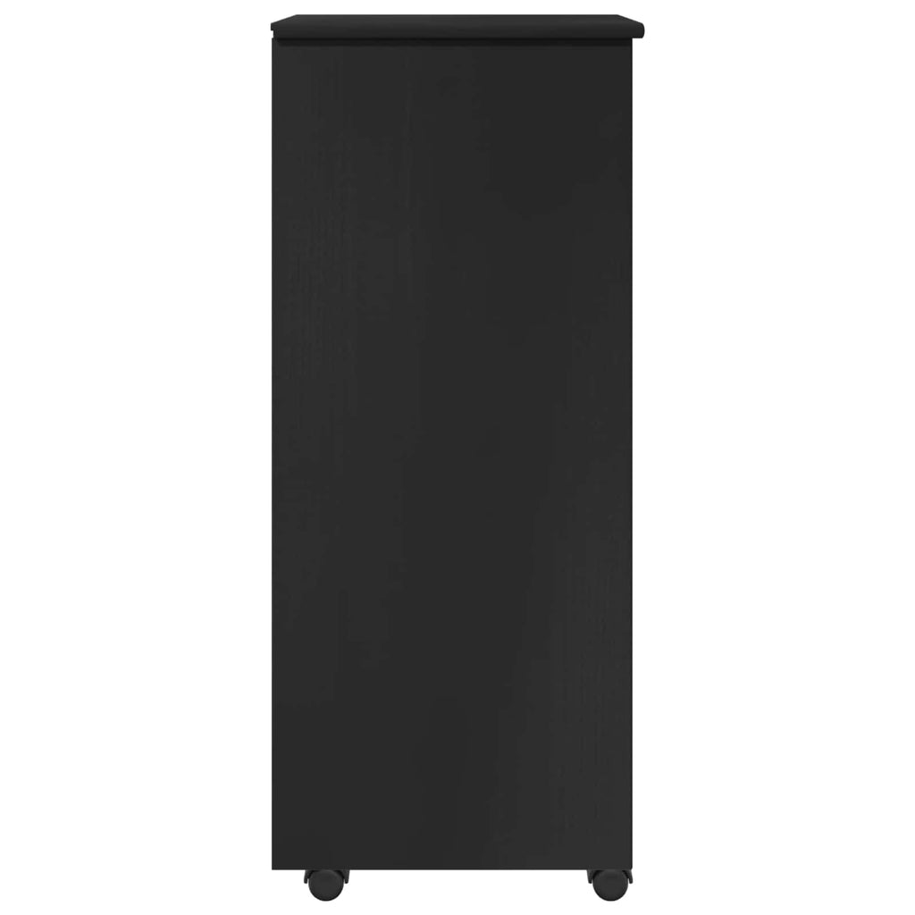 Gabinete rodante Negro 34 x 39 x 93,5 cm Madera de Pino Macizo