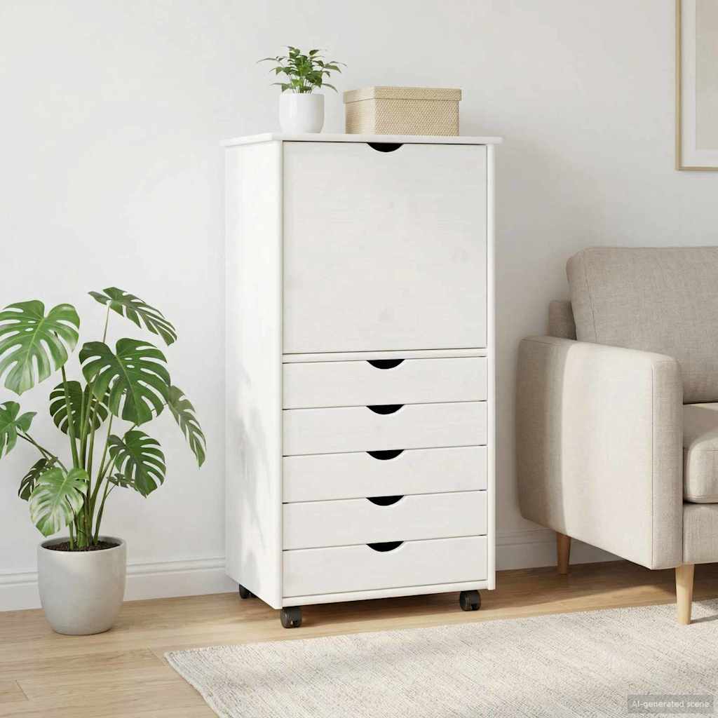 Gabinete rodante 53 x 39 x 103 cm Madera de Pino Macizo