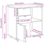 Gabinete rodante 63,5 x 39 x 65,5 cm Madera de Pino Macizo