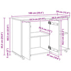 Gabinete rodante Gris 100 x 39 x 65,5 cm Madera de Pino Macizo