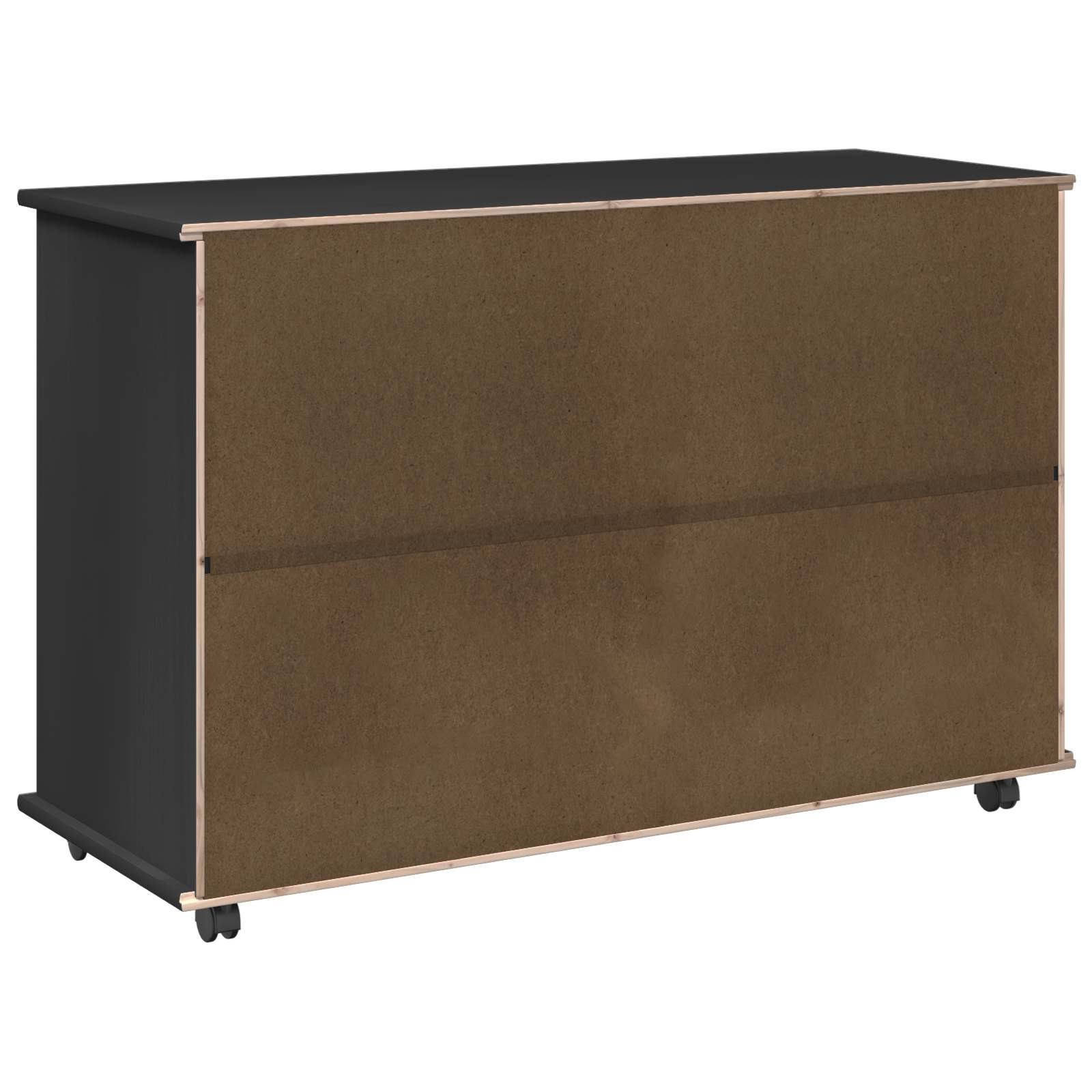 Gabinete rodante Negro 100 x 39 x 65,5 cm Madera de Pino Macizo