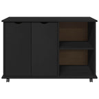 Gabinete rodante Negro 100 x 39 x 65,5 cm Madera de Pino Macizo