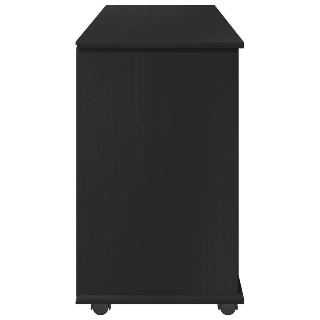 Gabinete rodante Negro 100 x 39 x 65,5 cm Madera de Pino Macizo
