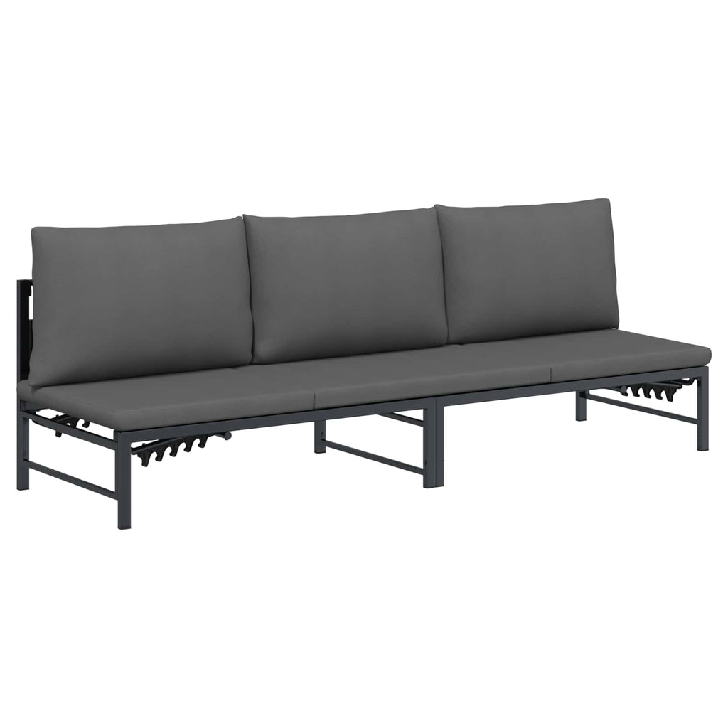 Tumbona de Sol para 3 Personas Negro 200 x 62 x 59,5 cm