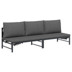 Tumbona de Sol para 3 Personas Negro 200 x 62 x 59,5 cm