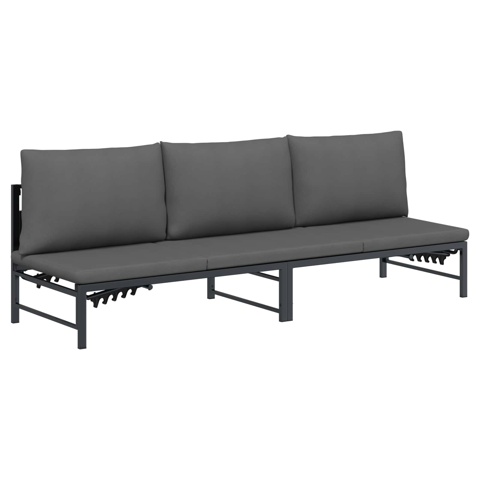 Tumbona de Sol para 3 Personas Negro 200 x 62 x 59,5 cm