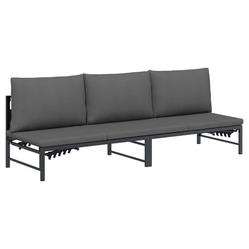 Tumbona de Sol para 3 Personas Negro 200 x 62 x 59,5 cm