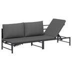 Tumbona de Sol para 3 Personas Negro 200 x 62 x 59,5 cm