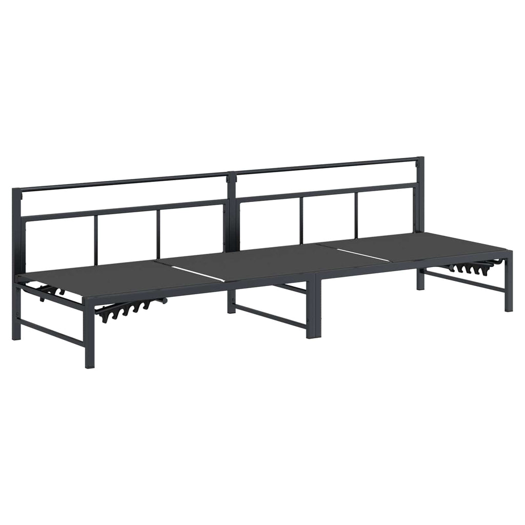 Tumbona de Sol para 3 Personas Negro 200 x 62 x 59,5 cm