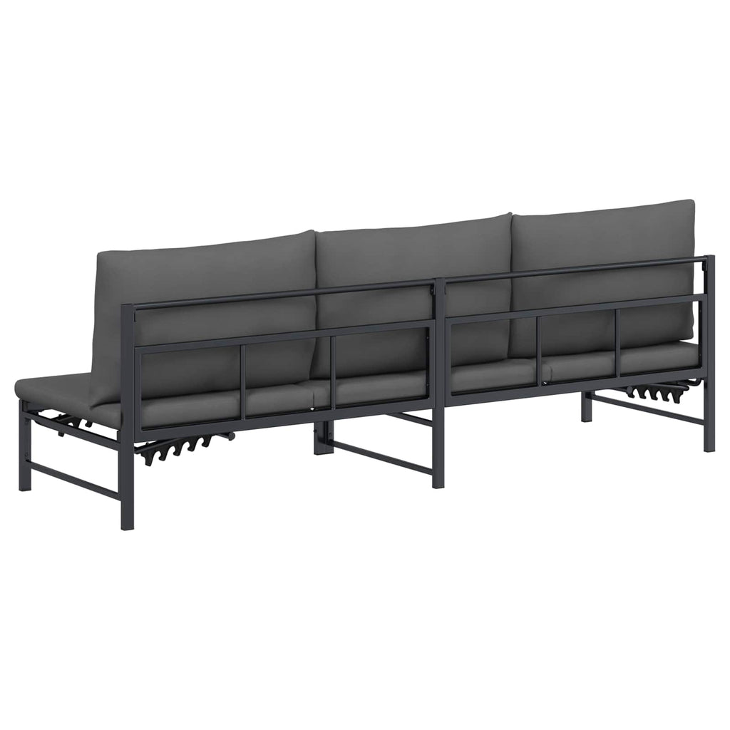 Tumbona de Sol para 3 Personas Negro 200 x 62 x 59,5 cm