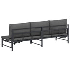 Tumbona de Sol para 3 Personas Negro 200 x 62 x 59,5 cm