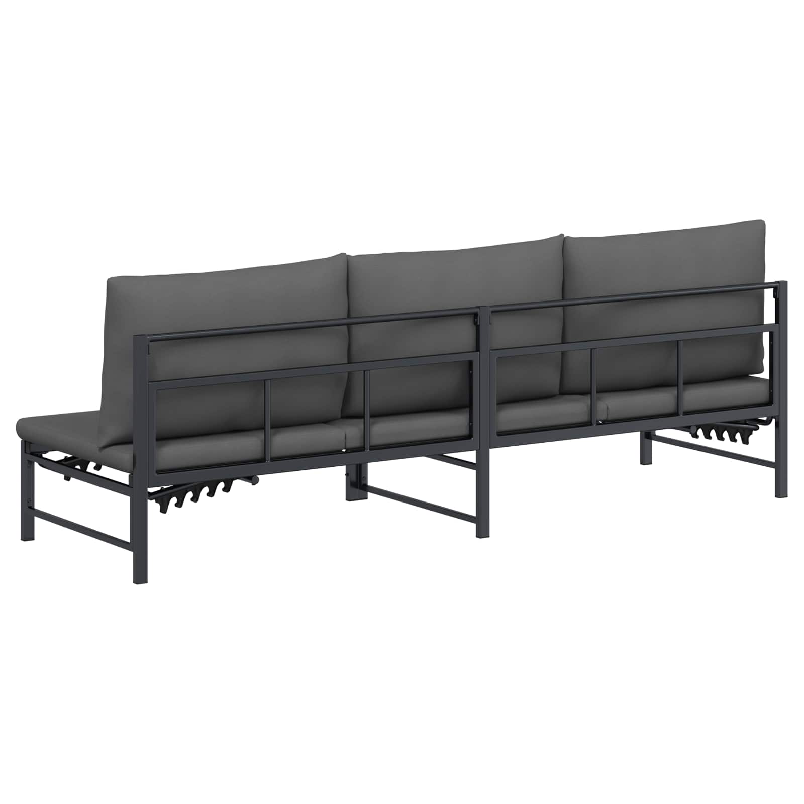 Tumbona de Sol para 3 Personas Negro 200 x 62 x 59,5 cm