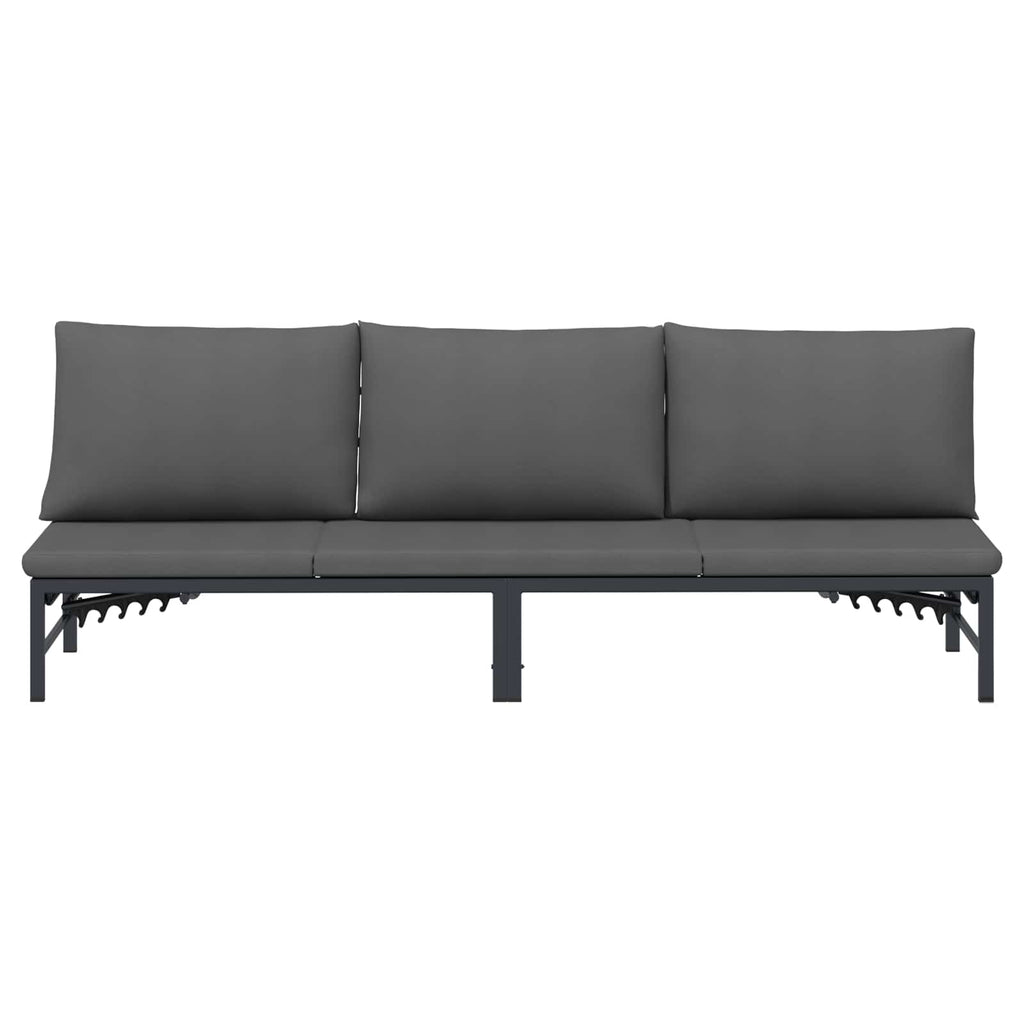 Tumbona de Sol para 3 Personas Negro 200 x 62 x 59,5 cm