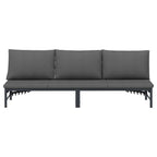 Tumbona de Sol para 3 Personas Negro 200 x 62 x 59,5 cm