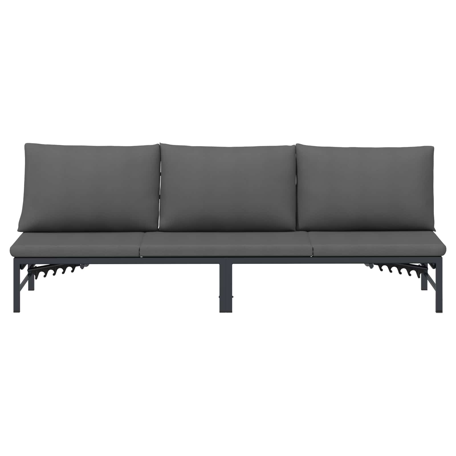 Tumbona de Sol para 3 Personas Negro 200 x 62 x 59,5 cm